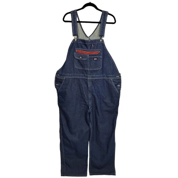 Dickies Bib Overalls Men 2XL XXL Carpenter Blue Jean Denim Pockets Workwear NEW - Picture 1 of 16
